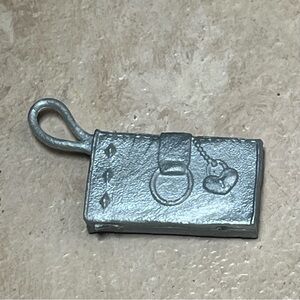 Barbie doll silver heart lock clutch wristlet bag